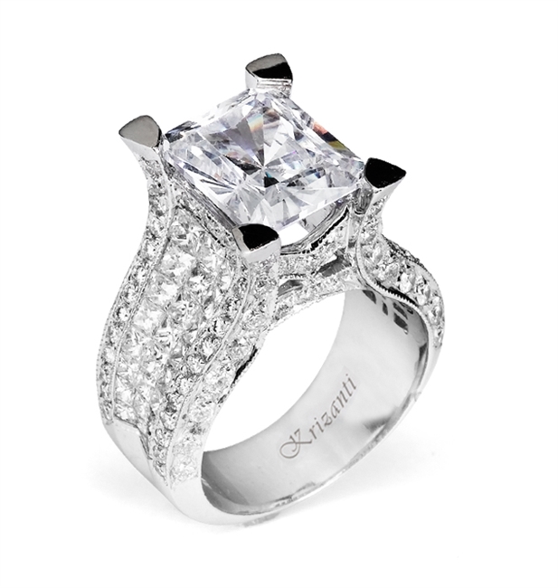 18KTW INVISIBLE SET ENGAGAGEMENT RING, DIAMOND 3.43CT